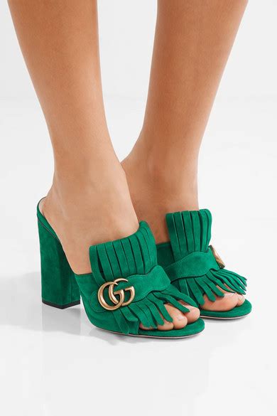 gucci gold mule|Gucci suede mules.